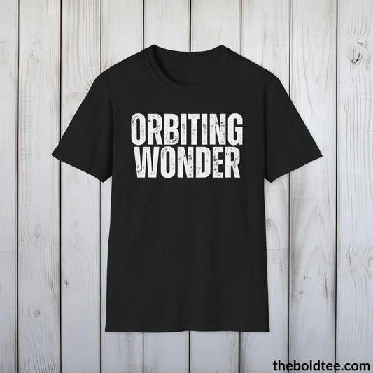 T-Shirt Black / S ORBITING WONDER space Tee - Casual, Sustainable & Soft Cotton Crewneck Unisex T-Shirt - 9 Bold Colors