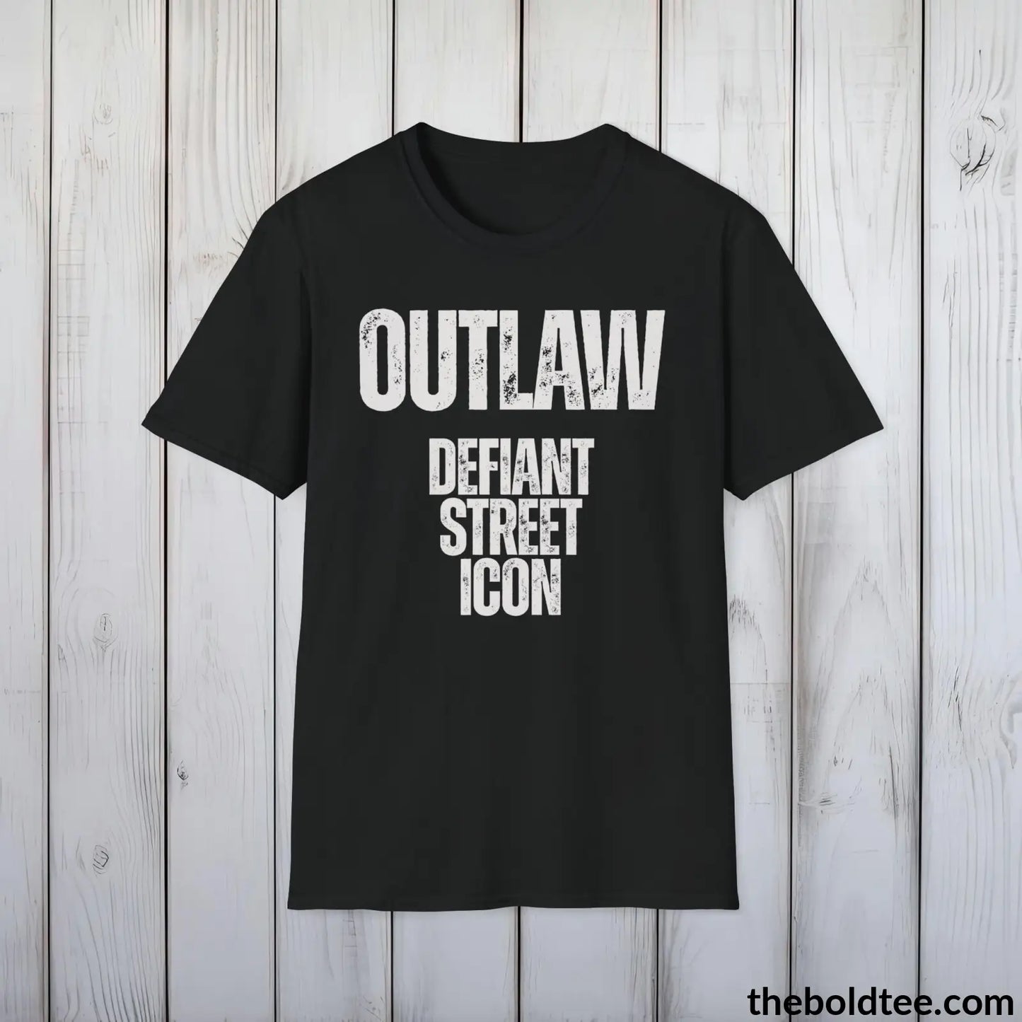 T-Shirt Black / S OUTLAW - Defiant Street Icon Tee - Bold Urbnan Cotton T-Shirt - 9 Epic Colors Available