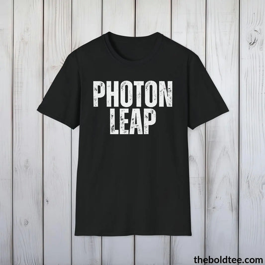 T-Shirt Black / S PHOTON LEAP Space Tee - Casual, Sustainable & Soft Cotton Crewneck Unisex T-Shirt - 9 Bold Colors