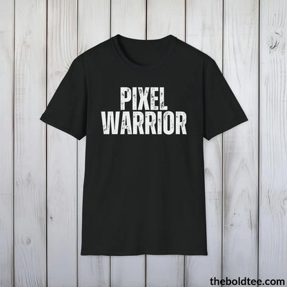 T-Shirt Black / S PIXEL WARRIOR Gamer Tee - Sustainable & Soft Cotton Crewneck Unisex T-Shirt - 9 Bold Colors