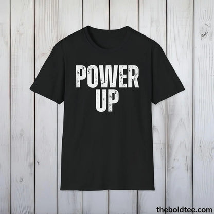 T-Shirt Black / S POWER UP Gamer Tee - Sustainable & Soft Cotton Crewneck Unisex T-Shirt - 9 Bold Colors