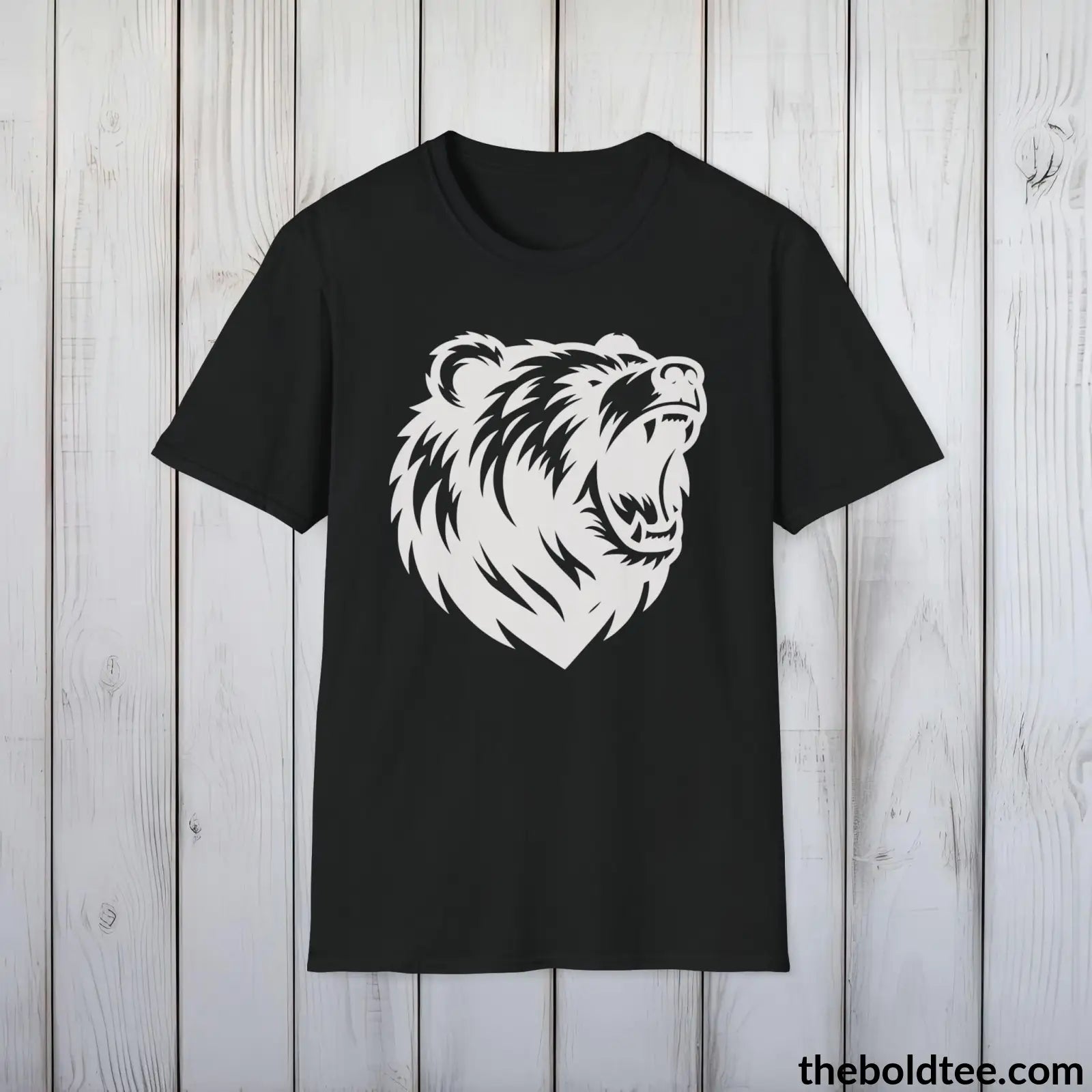 T-Shirt Black / S Roaring Bear Tee - Bold Urbnan Cotton T-Shirt - 9 Epic Dark Colors Available