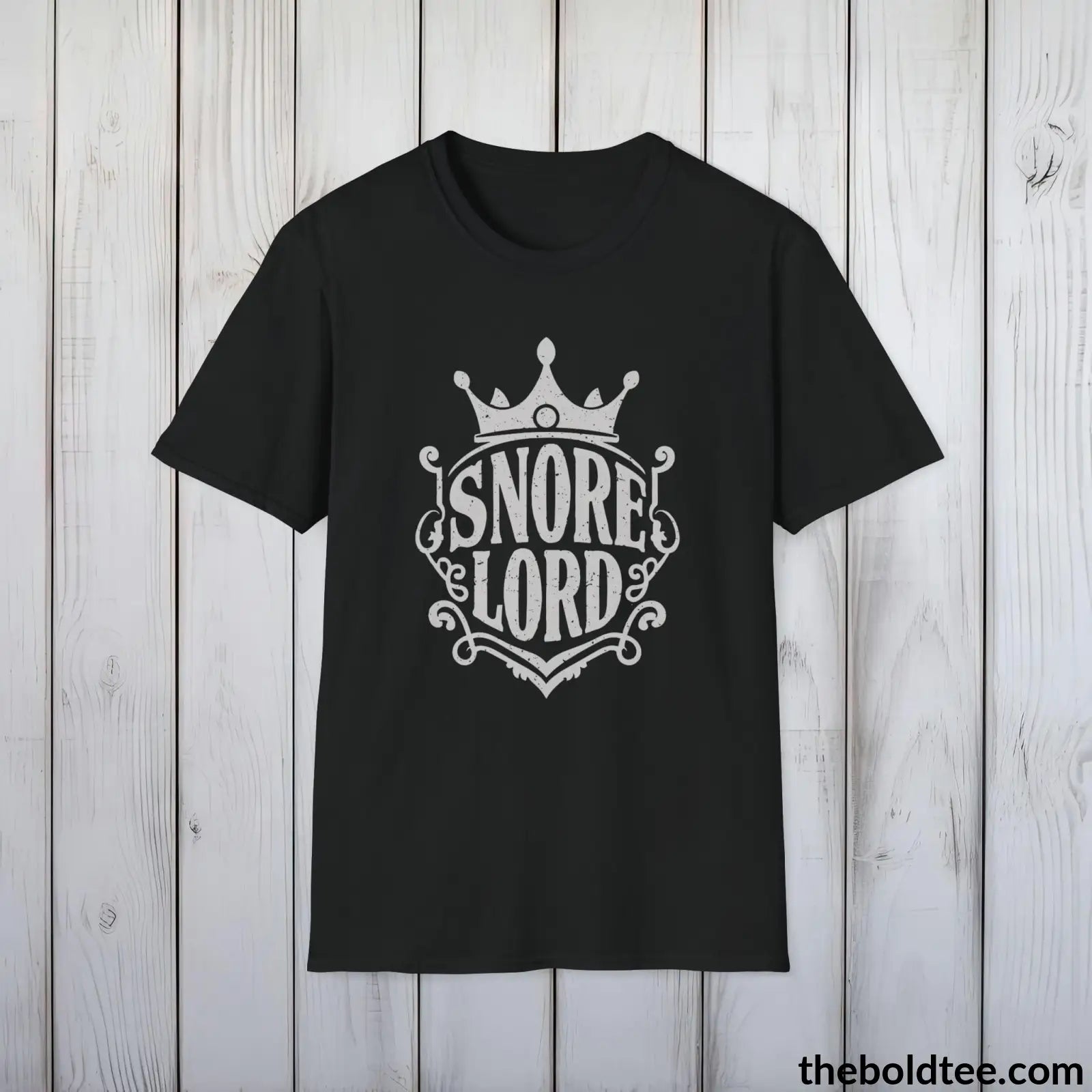 T-Shirt Black / S Snore Lord Dad Sleep Shirt - Sleepy Dad's Favorite Tee - Perfect Funny Dad T-Shirt Gift - Ultimate Comfort in Black, Grey or Navy