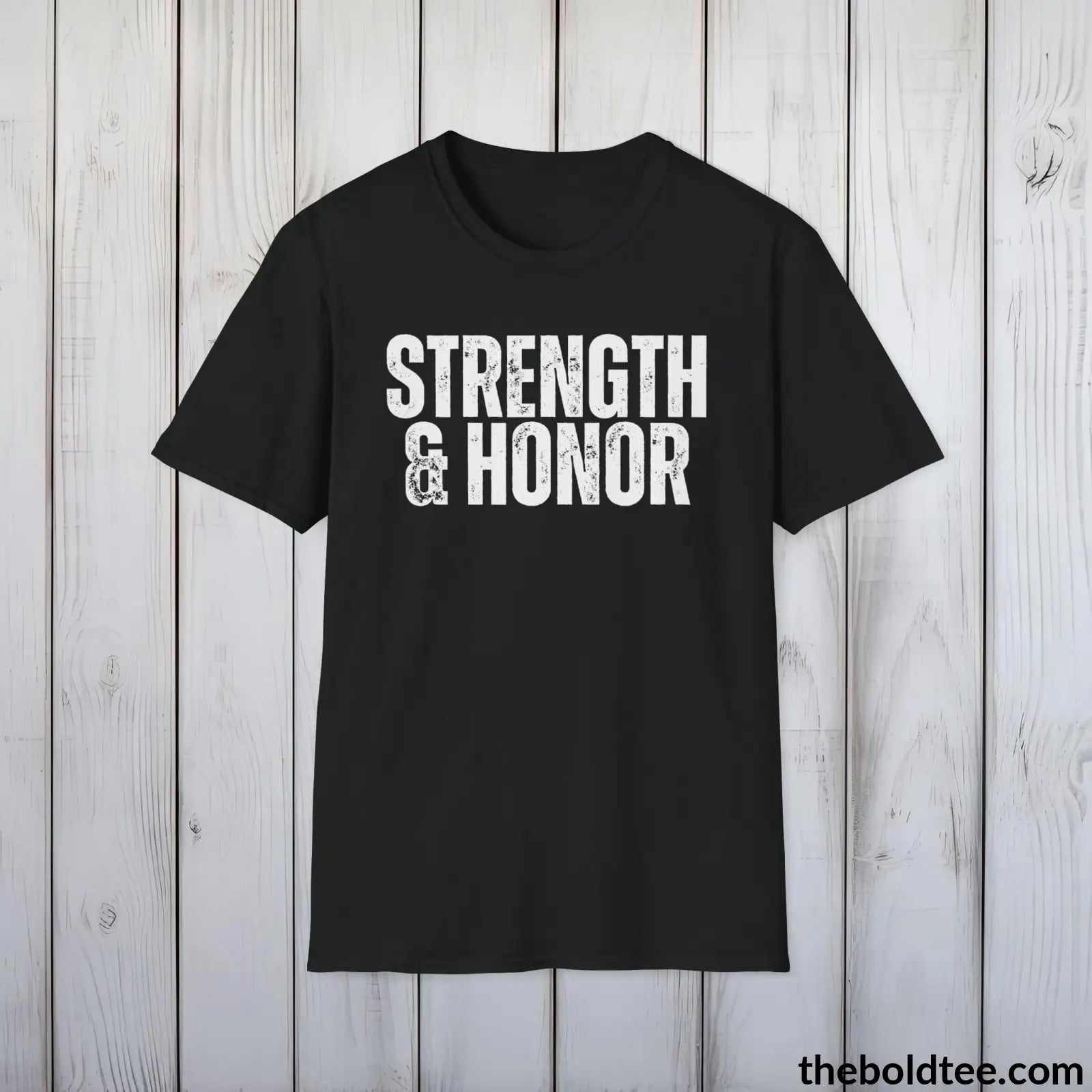 T-Shirt Black / S STRENGHT & HONOR Military Tee - Strong & Versatile Cotton Crewneck T-Shirt - 9 Bold Colors