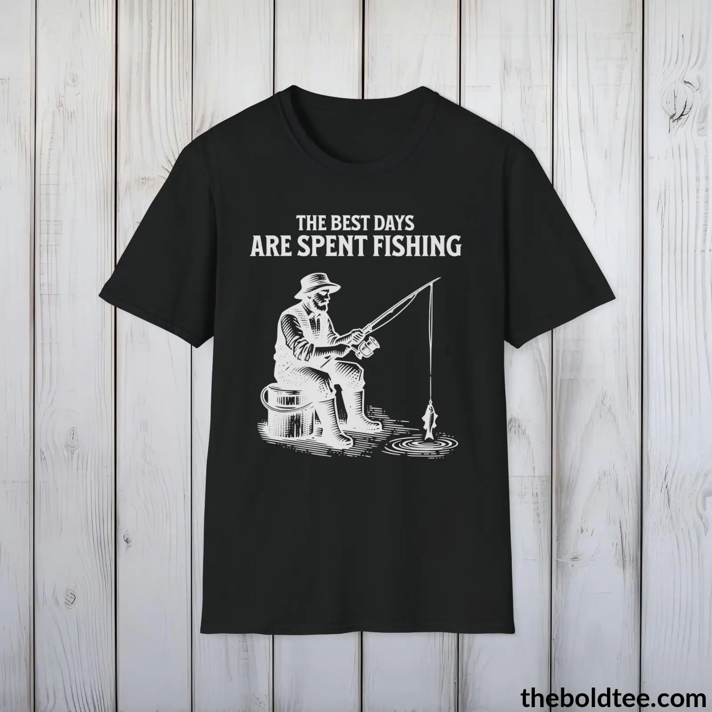 T-Shirt Black / S The Best Days Are Spent Fishing T-Shirt - Premium Fishing Graphic Tee - Fishing Gift For Fishermen - Cool Fisher Shirt - 9 Colors Available