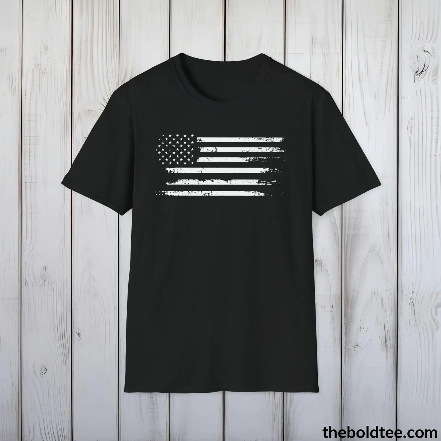 T-Shirt Black / S US FLAG Military Tee - Strong & Versatile Cotton Crewneck T-Shirt - 9 Bold Colors