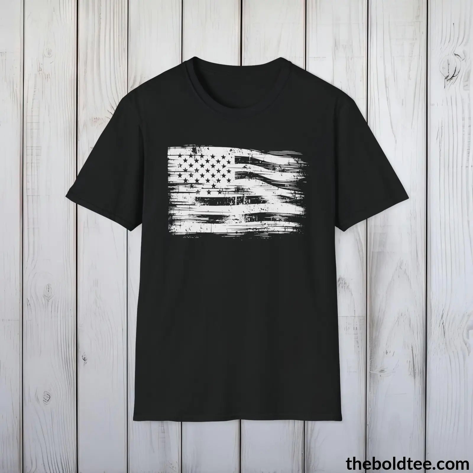 T-Shirt Black / S US FLAG Military Tee - Strong & Versatile Cotton Crewneck T-Shirt - 9 Bold Colors