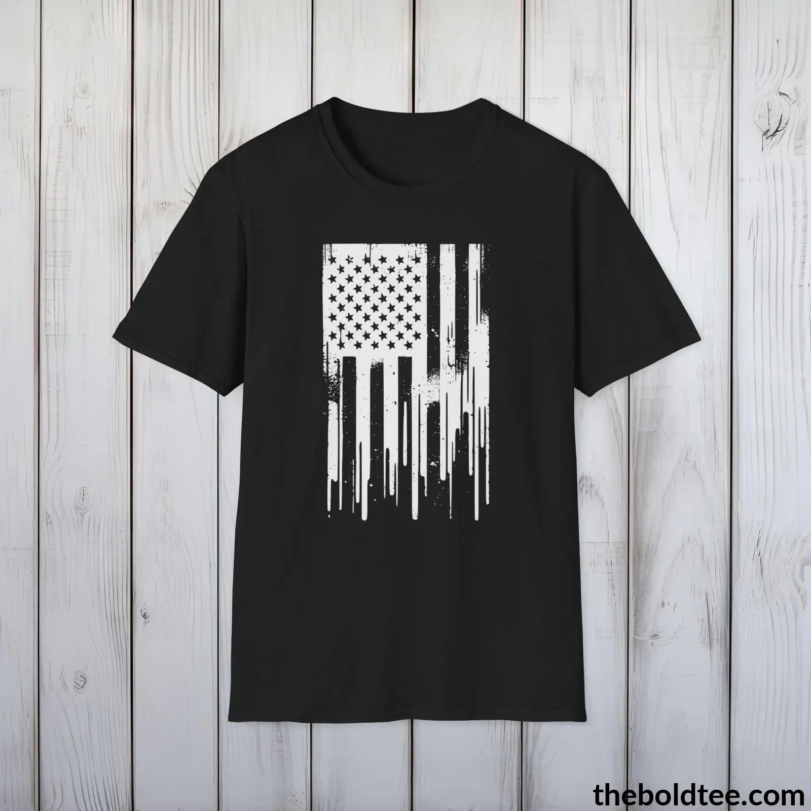 T-Shirt Black / S US FLAG Military Tee - Strong & Versatile Cotton Crewneck T-Shirt - 9 Bold Colors