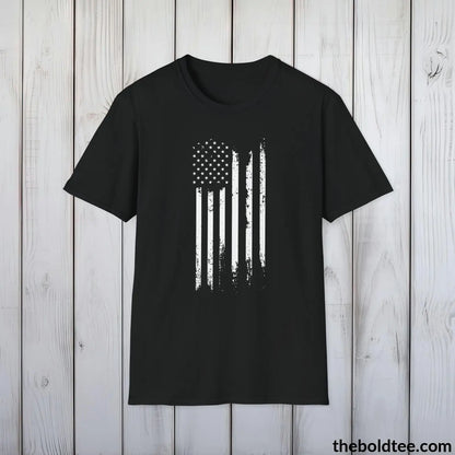 T-Shirt Black / S US FLAG Military Tee - Strong & Versatile Cotton Crewneck T-Shirt - 9 Bold Colors