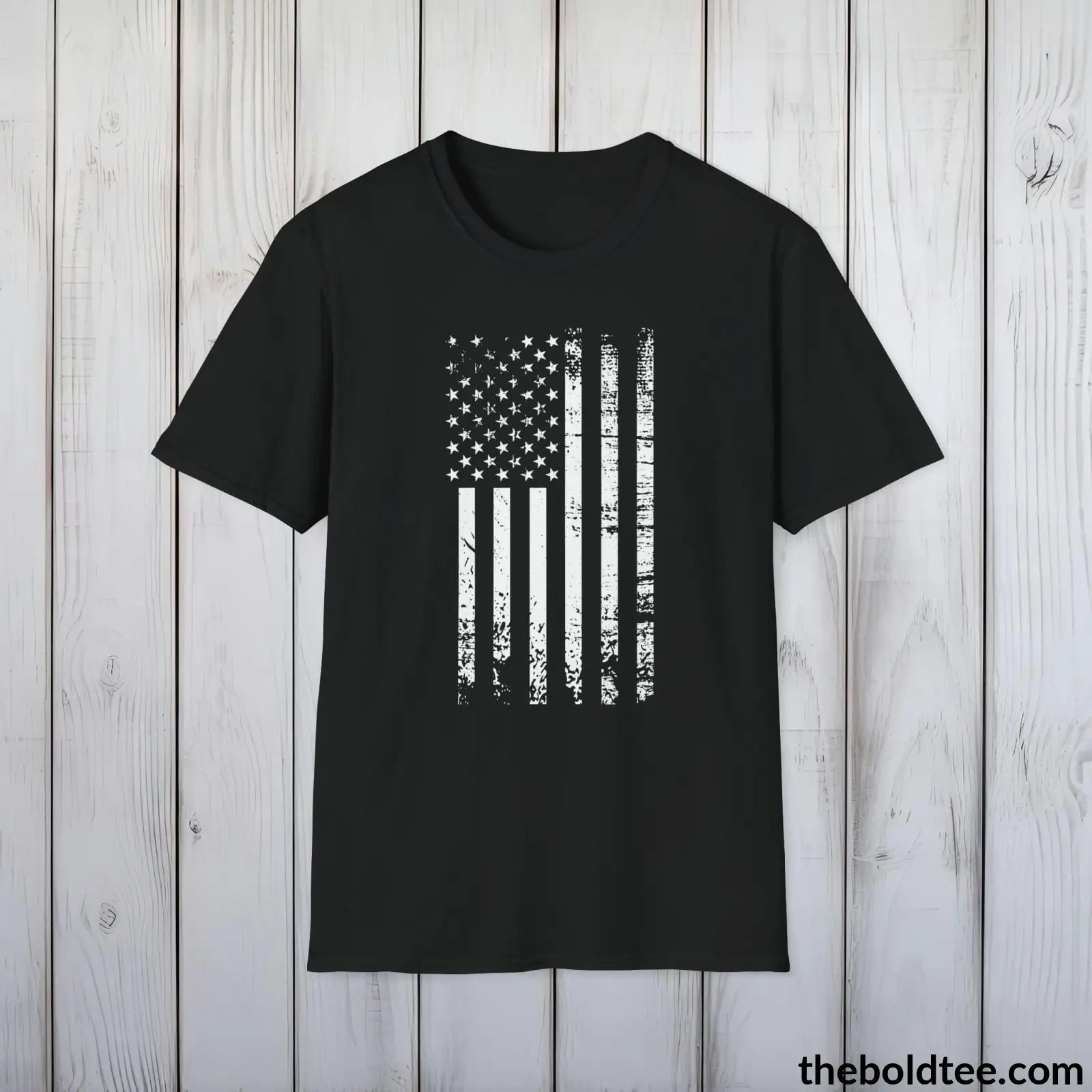 T-Shirt Black / S US FLAG Military Tee - Strong & Versatile Cotton Crewneck T-Shirt - 9 Bold Colors