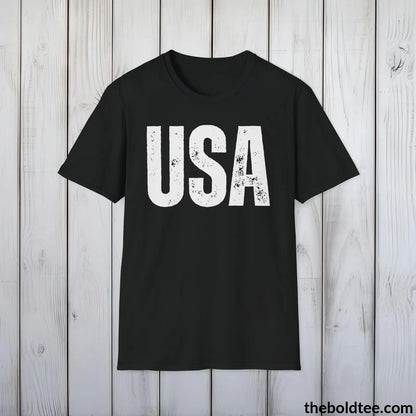 T-Shirt Black / S USA Tee - Casual, Sustainable & Soft Cotton Crewneck Unisex T-Shirt - 9 Bold Colors