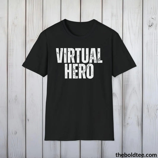 T-Shirt Black / S VIRTUAL HERO Gamer Tee - Sustainable & Soft Cotton Crewneck Unisex T-Shirt - 9 Bold Colors