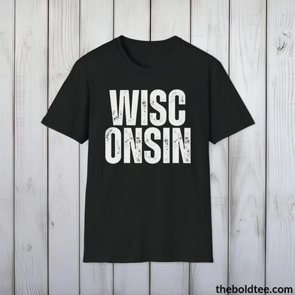 T-Shirt Black / S WISCONSIN - Casual, Sustainable & Soft Cotton Crewneck Unisex T-Shirt - 9 Bold Colors