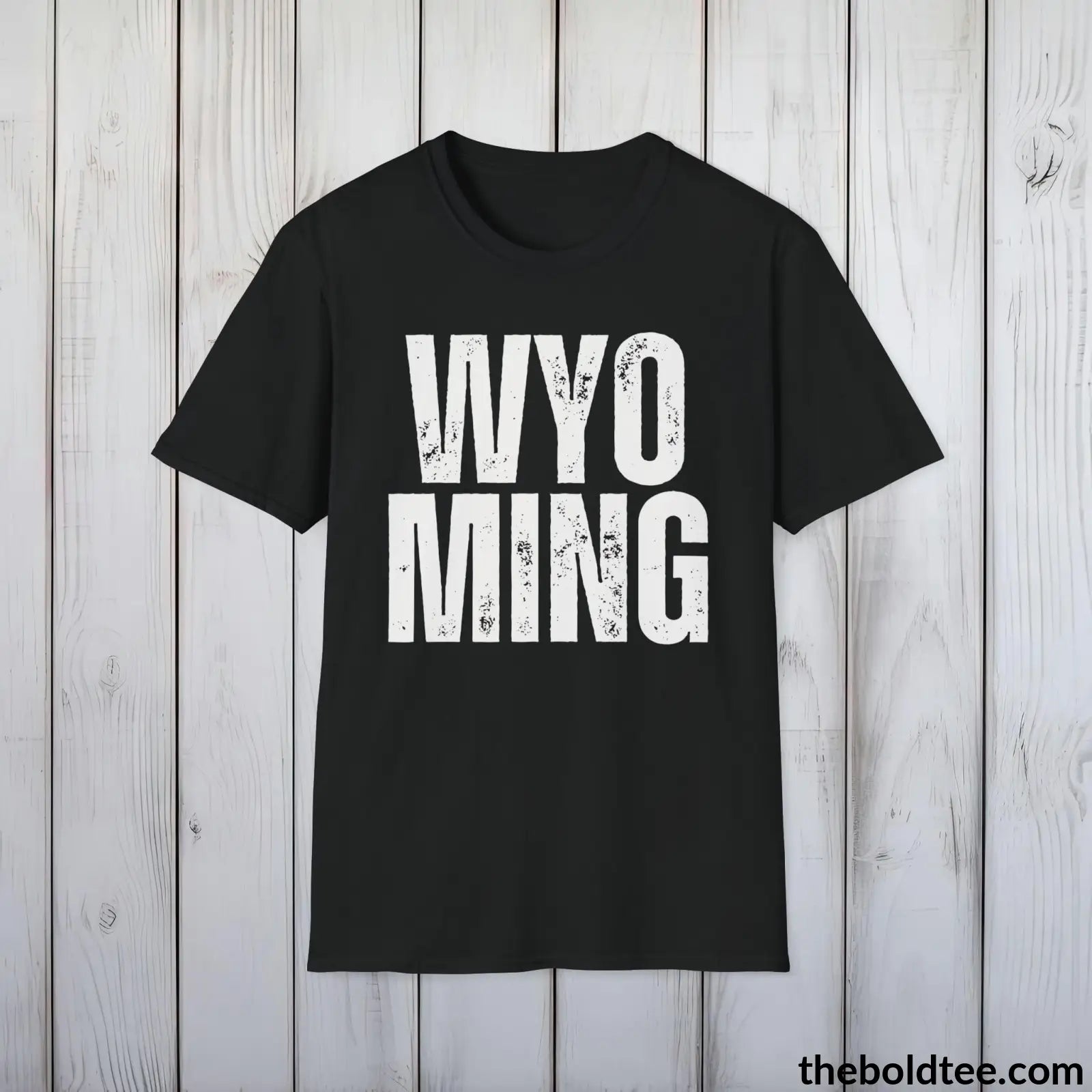 T-Shirt Black / S WYOMING - Casual, Sustainable & Soft Cotton Crewneck Unisex T-Shirt - 9 Bold Colors