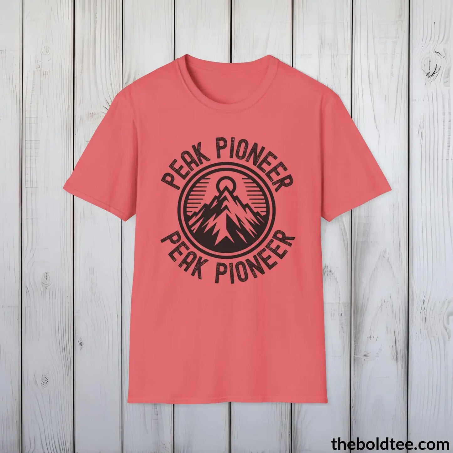 T-Shirt Coral Silk / S PEAK PIONEER Hiking Tee - Sustainable & Soft Cotton Crewneck Unisex T-Shirt - 8 Trendy Colors