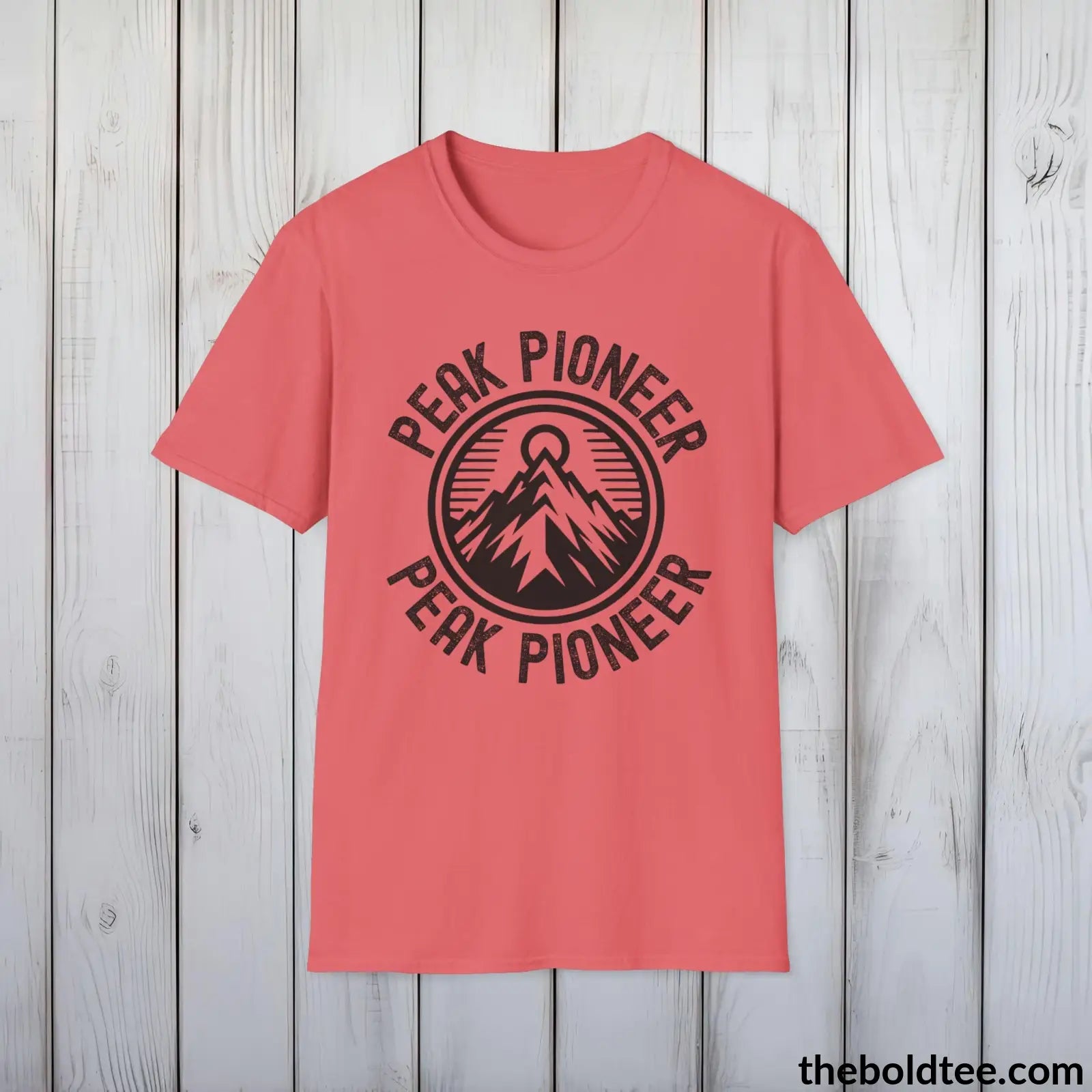 T-Shirt Coral Silk / S PEAK PIONEER Hiking Tee - Sustainable & Soft Cotton Crewneck Unisex T-Shirt - 8 Trendy Colors