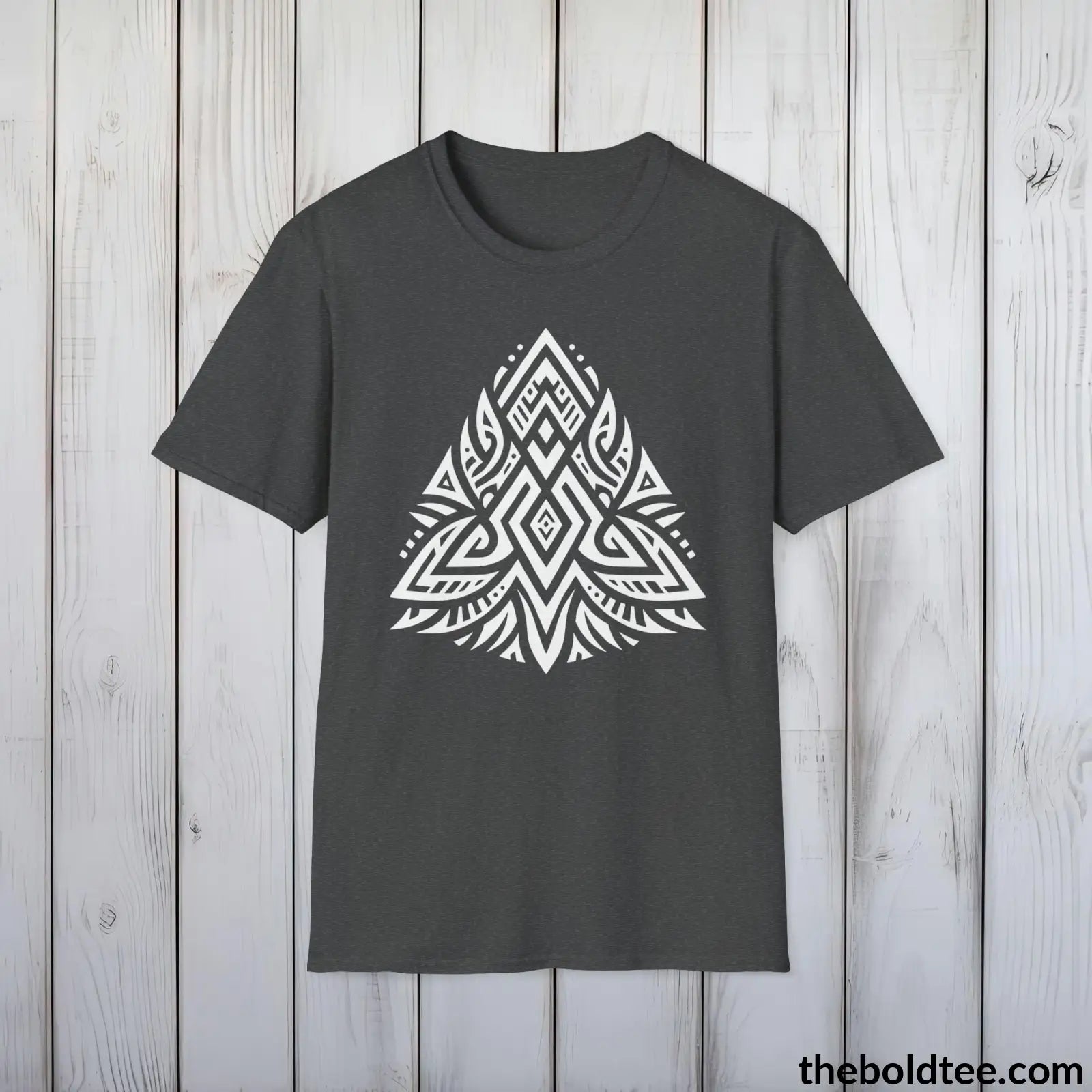 T-Shirt Dark Heather / S Bold Tribal Pattern Tee - Premium Soft Cotton Crewneck Unisex T-Shirt - 9 Bold Colors