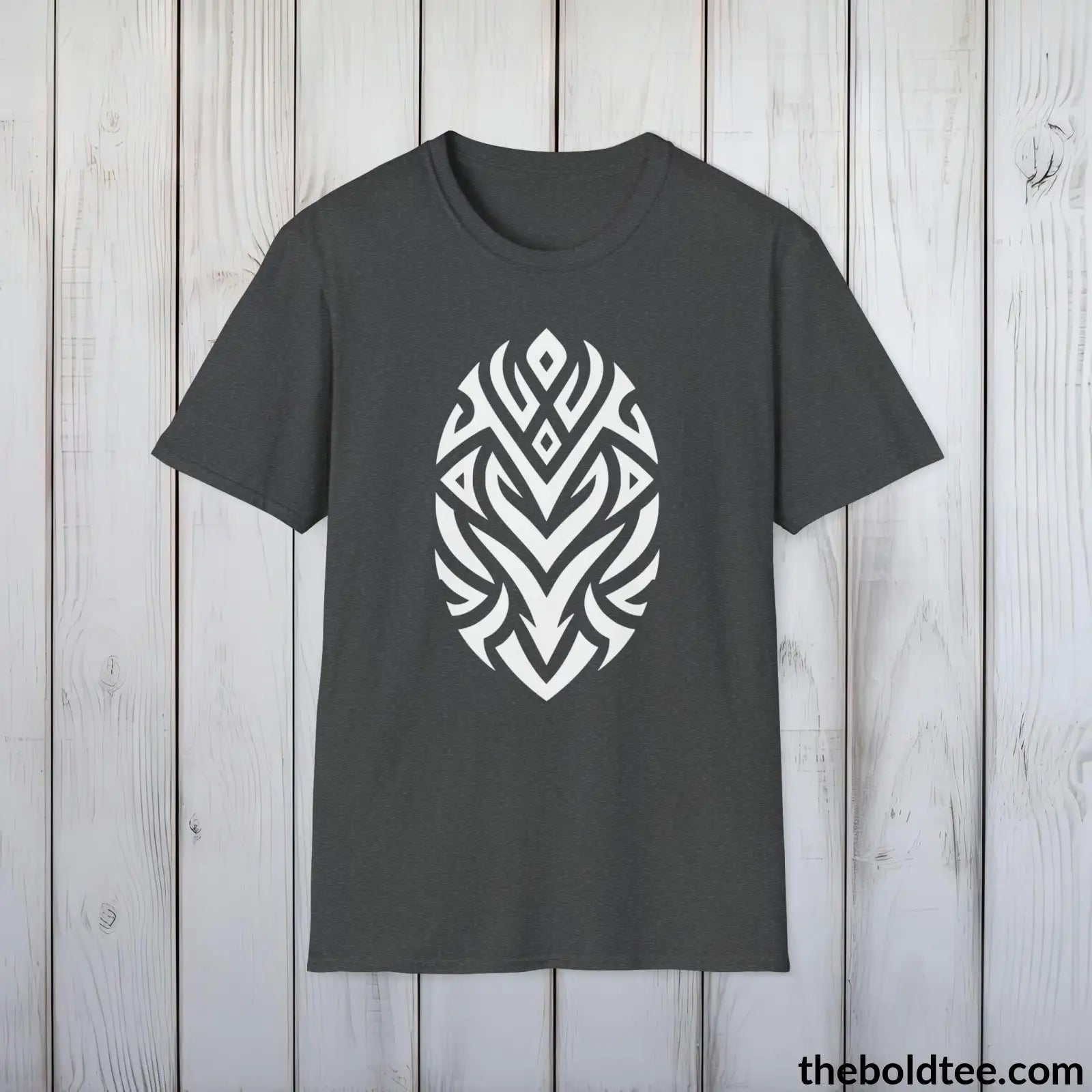 T-Shirt Dark Heather / S Bold Tribal Pattern Tee - Premium Soft Cotton Crewneck Unisex T-Shirt - 9 Bold Colors