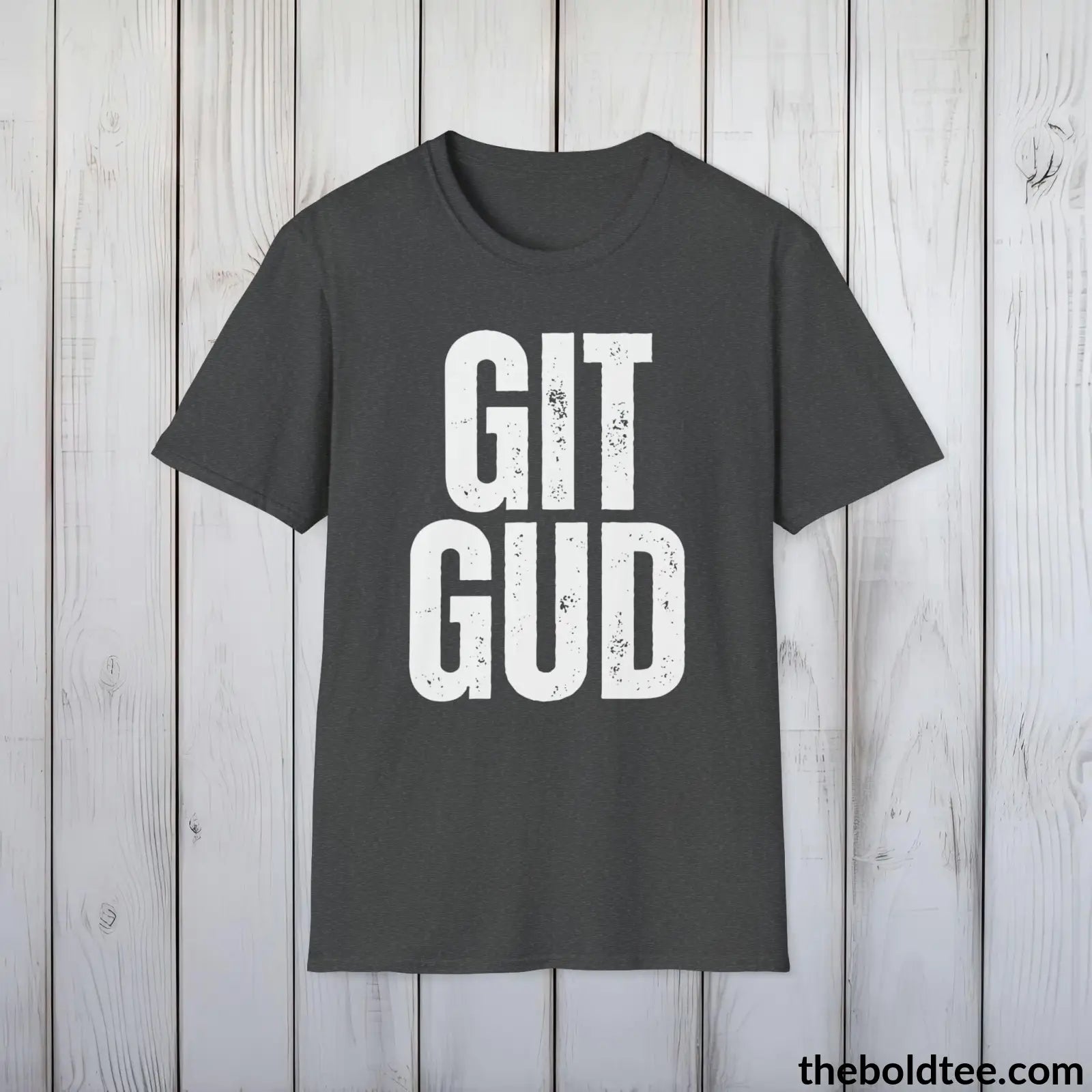 T-Shirt Dark Heather / S GIT GUD Gamer Tee - Sustainable & Soft Cotton Crewneck Unisex T-Shirt - 9 Bold Colors