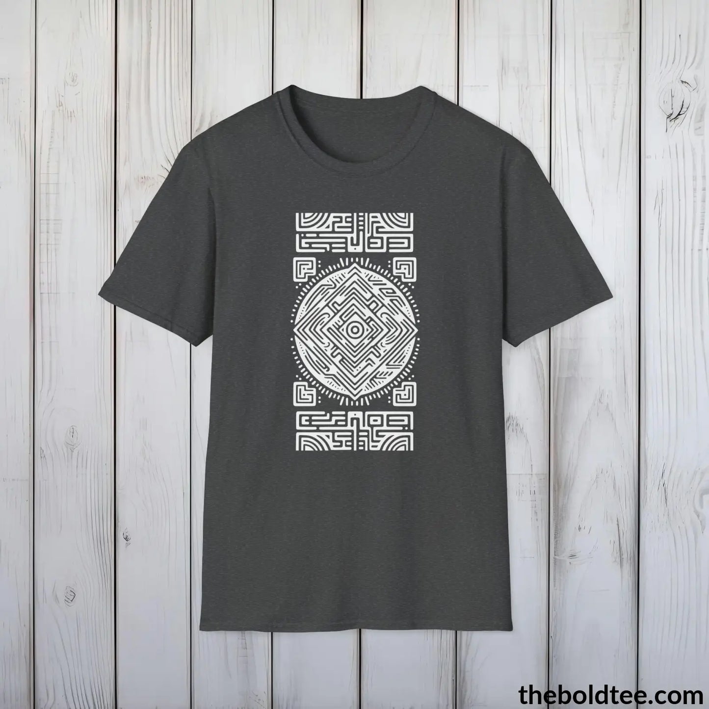 T-Shirt Dark Heather / S Inca Tribal Pattern Tee - Premium Soft Cotton Crewneck Unisex T-Shirt - 9 Bold Colors