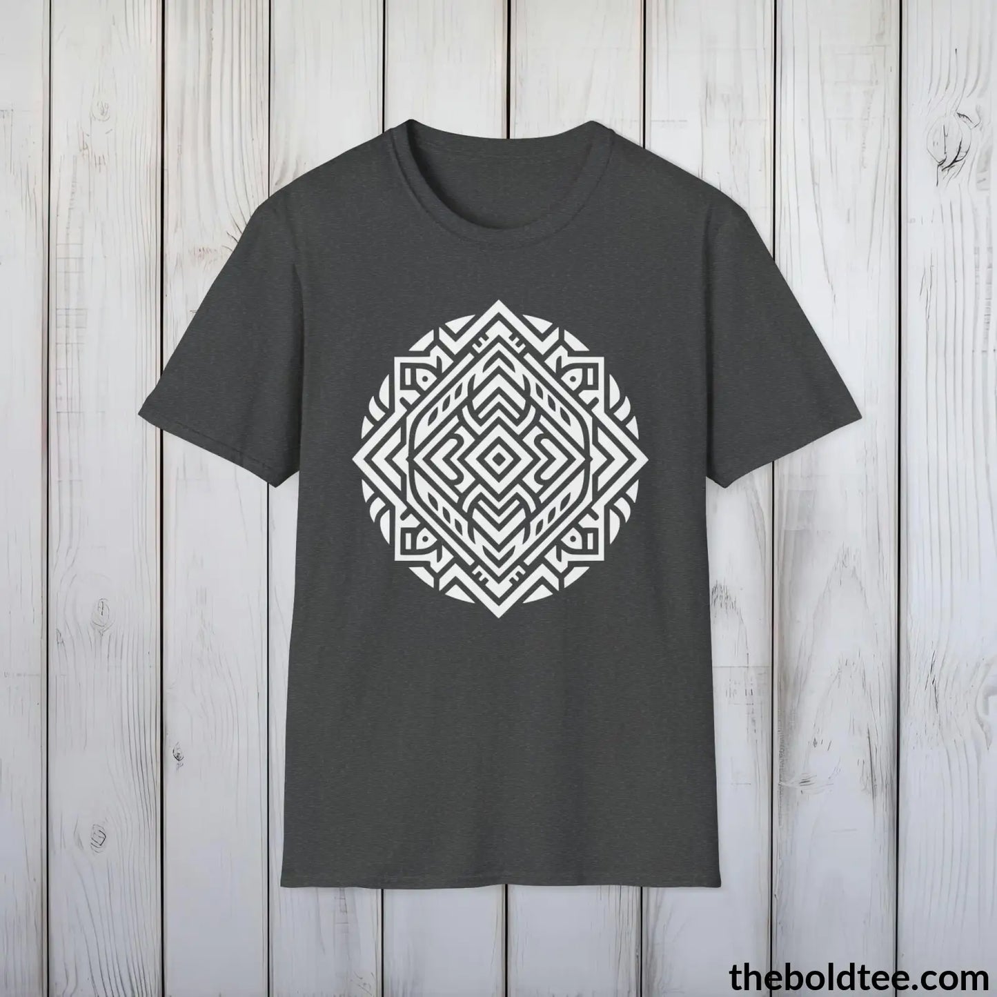 T-Shirt Dark Heather / S Inca Tribal Pattern Tee - Premium Soft Cotton Crewneck Unisex T-Shirt - 9 Bold Colors