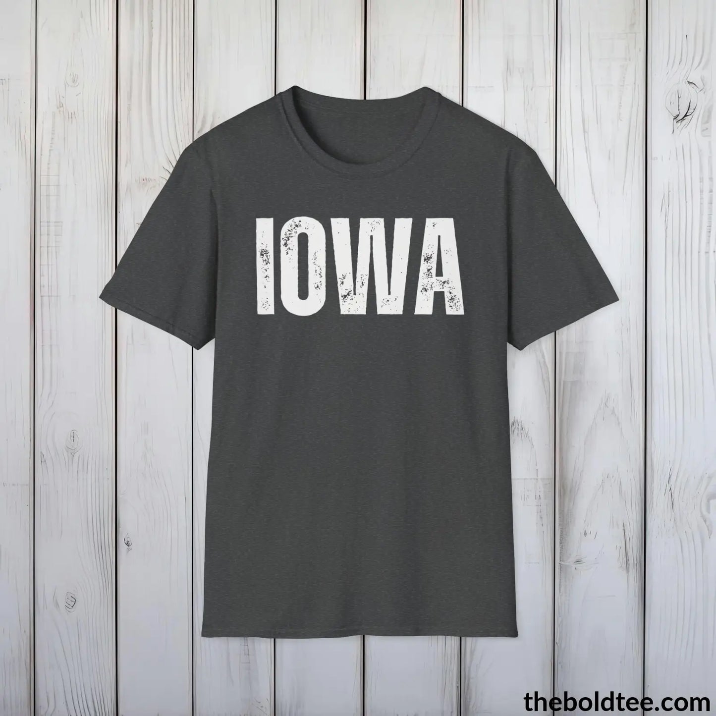 T-Shirt Dark Heather / S IOWA Tee - Casual, Sustainable & Soft Cotton Crewneck Unisex T-Shirt - 9 Bold Colors