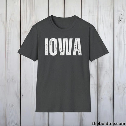 T-Shirt Dark Heather / S IOWA Tee - Casual, Sustainable & Soft Cotton Crewneck Unisex T-Shirt - 9 Bold Colors