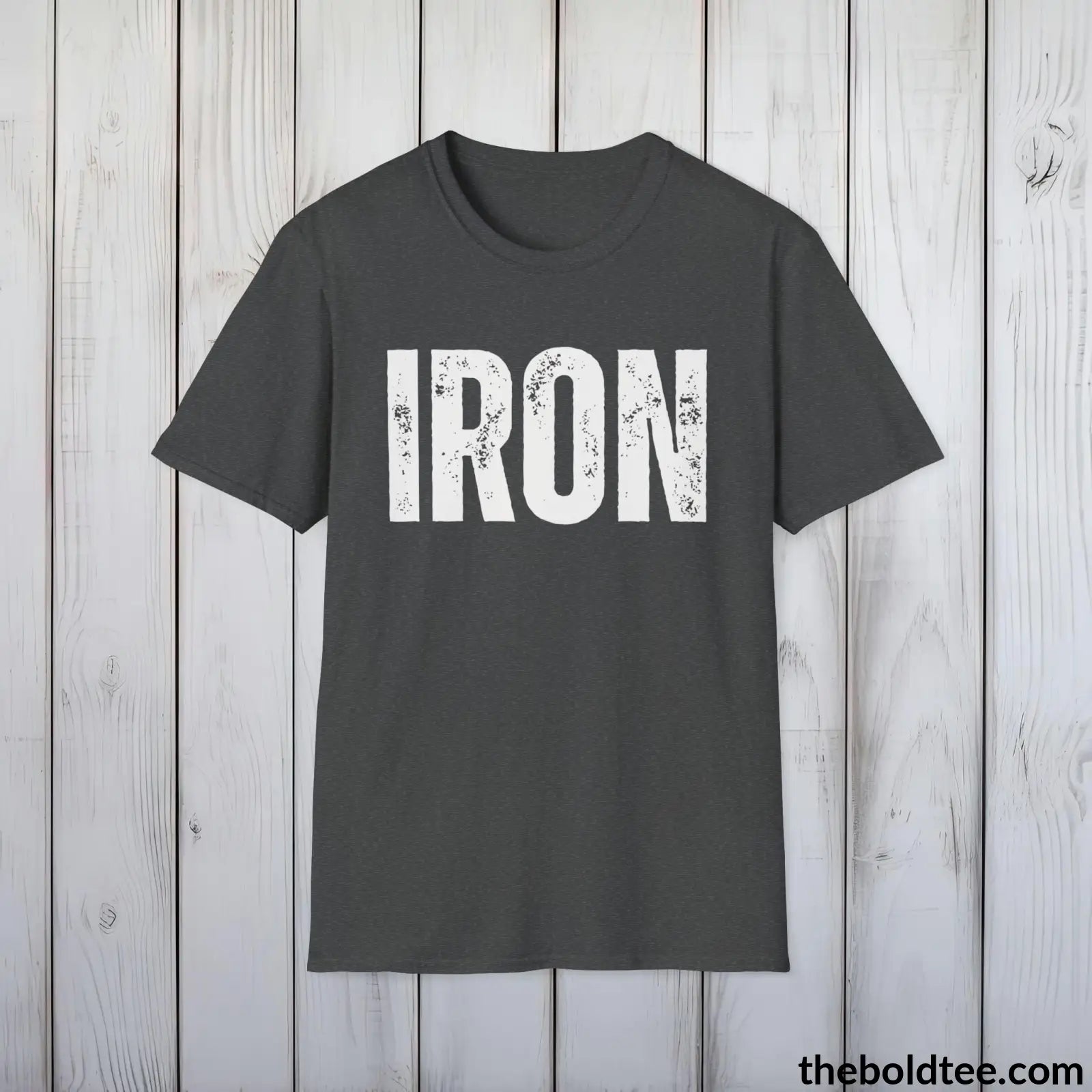 T-Shirt Dark Heather / S IRON Tee - Bold Urbnan Cotton T-Shirt - 9 Epic Colors Available