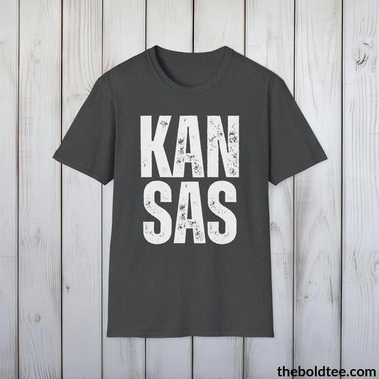 T-Shirt Dark Heather / S KANSAS Tee - Casual, Sustainable & Soft Cotton Crewneck Unisex T-Shirt - 9 Bold Colors