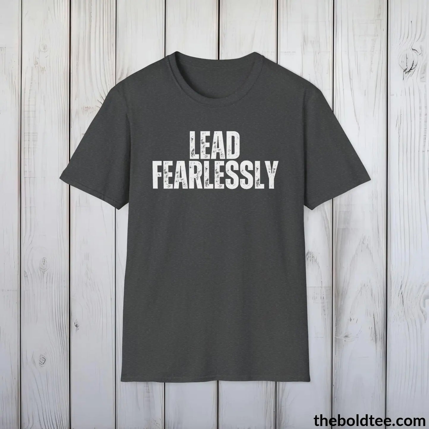 T-Shirt Dark Heather / S LEAD FEARLESSLY Military Tee - Strong & Versatile Cotton Crewneck T-Shirt - 9 Bold Colors