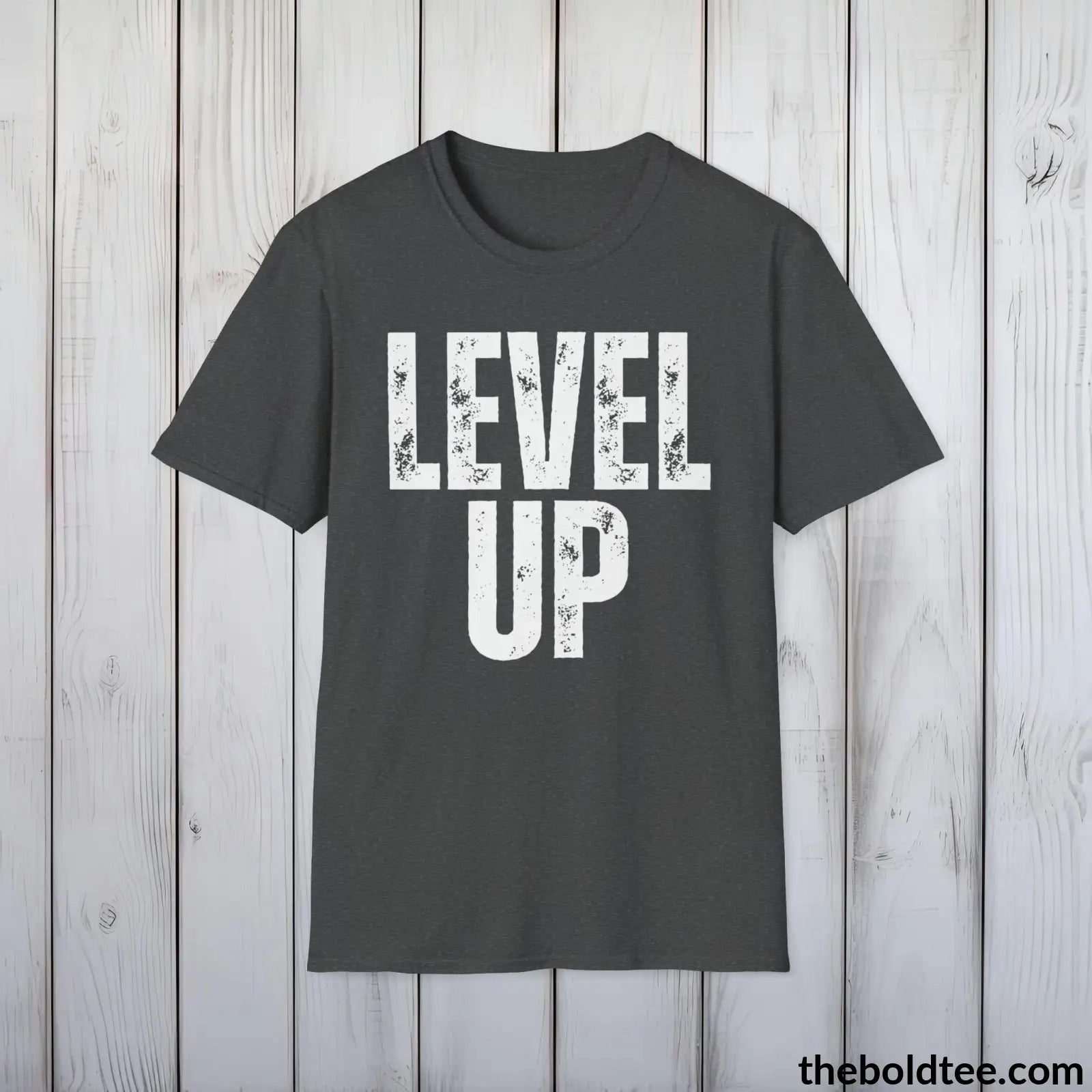 T-Shirt Dark Heather / S LEVEL UP Gamer Tee - Sustainable & Soft Cotton Crewneck Unisex T-Shirt - 9 Bold Colors