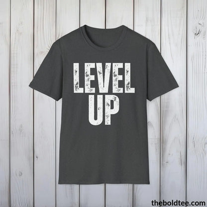 T-Shirt Dark Heather / S LEVEL UP Gamer Tee - Sustainable & Soft Cotton Crewneck Unisex T-Shirt - 9 Bold Colors