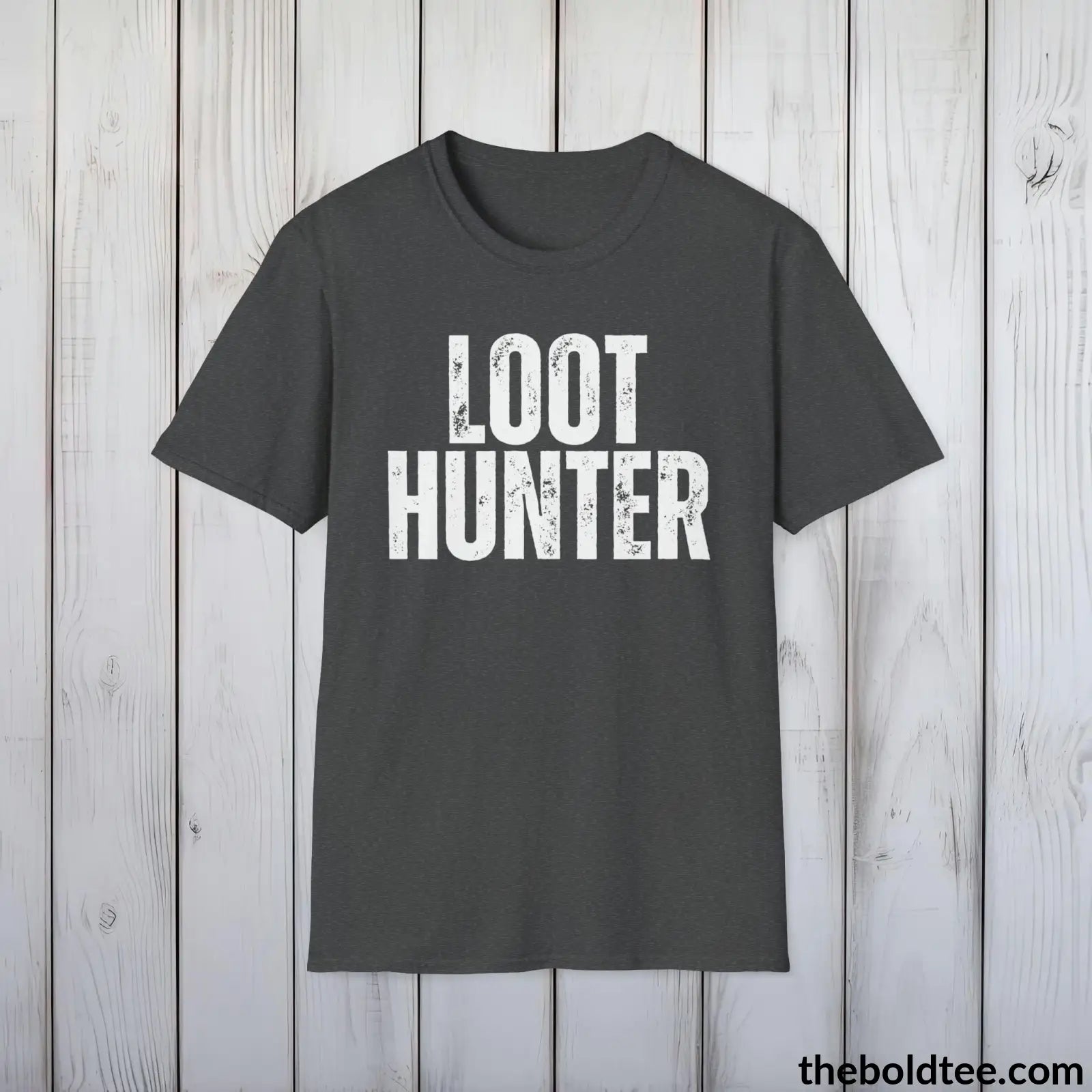 T-Shirt Dark Heather / S LOOT HUNTER Gamer Tee - Sustainable & Soft Cotton Crewneck Unisex T-Shirt - 9 Bold Colors