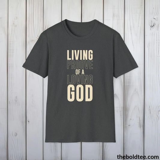 T-Shirt Dark Heather / S Loving God Christian T-Shirt - Inspirational, Casual Soft Cotton Crewneck Tee - Graceful Church Gift for Friends and Family - 8 Colors