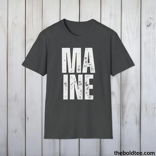 T-Shirt Dark Heather / S MAINE Tee - Casual, Sustainable & Soft Cotton Crewneck Unisex T-Shirt - 9 Bold Colors