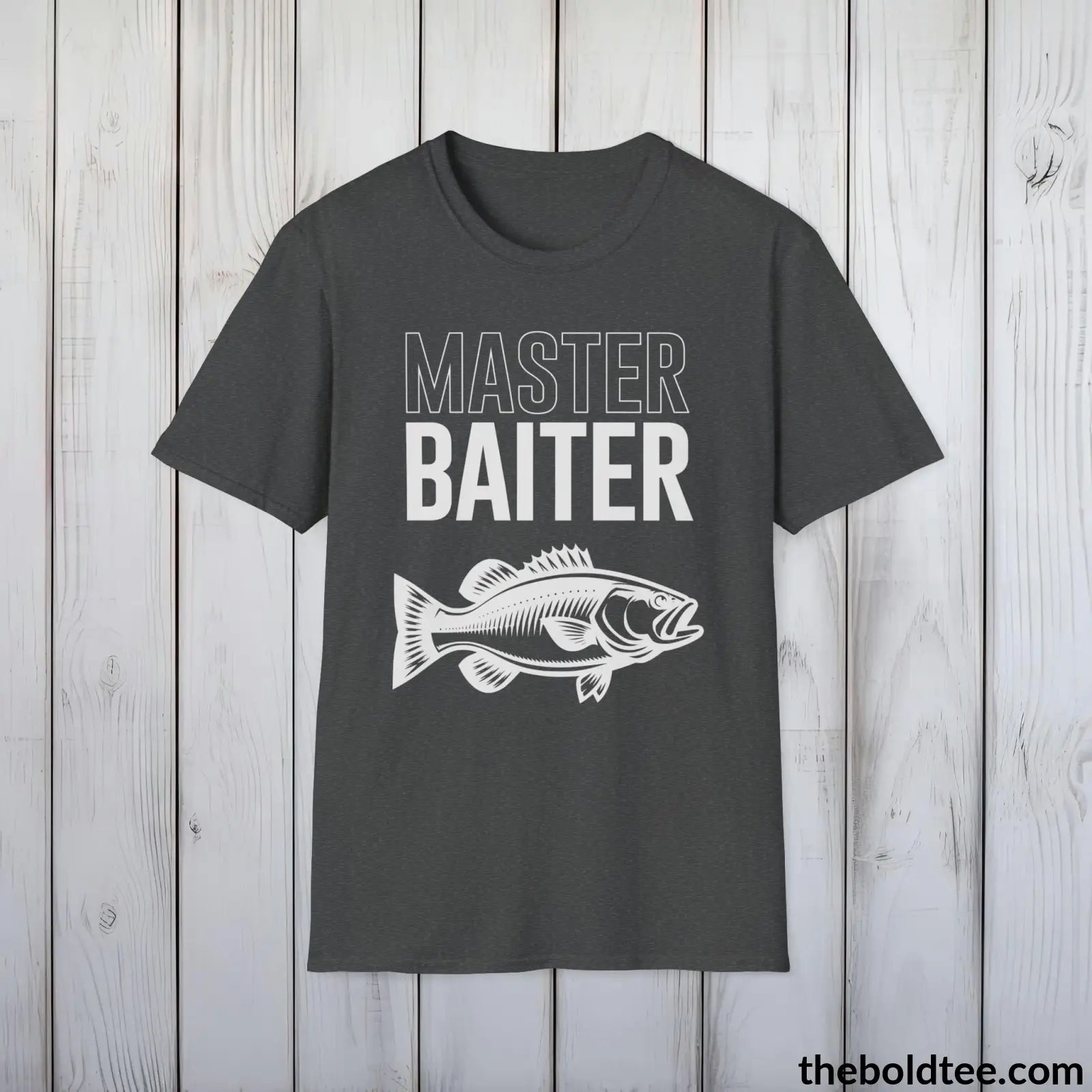 T-Shirt Dark Heather / S Master Baiter Fisher T-Shirt - Premium Fishing Graphic Tee - Fishing Gift For Fishermen - Epic Fishing T-Shirt - 9 Colors Available