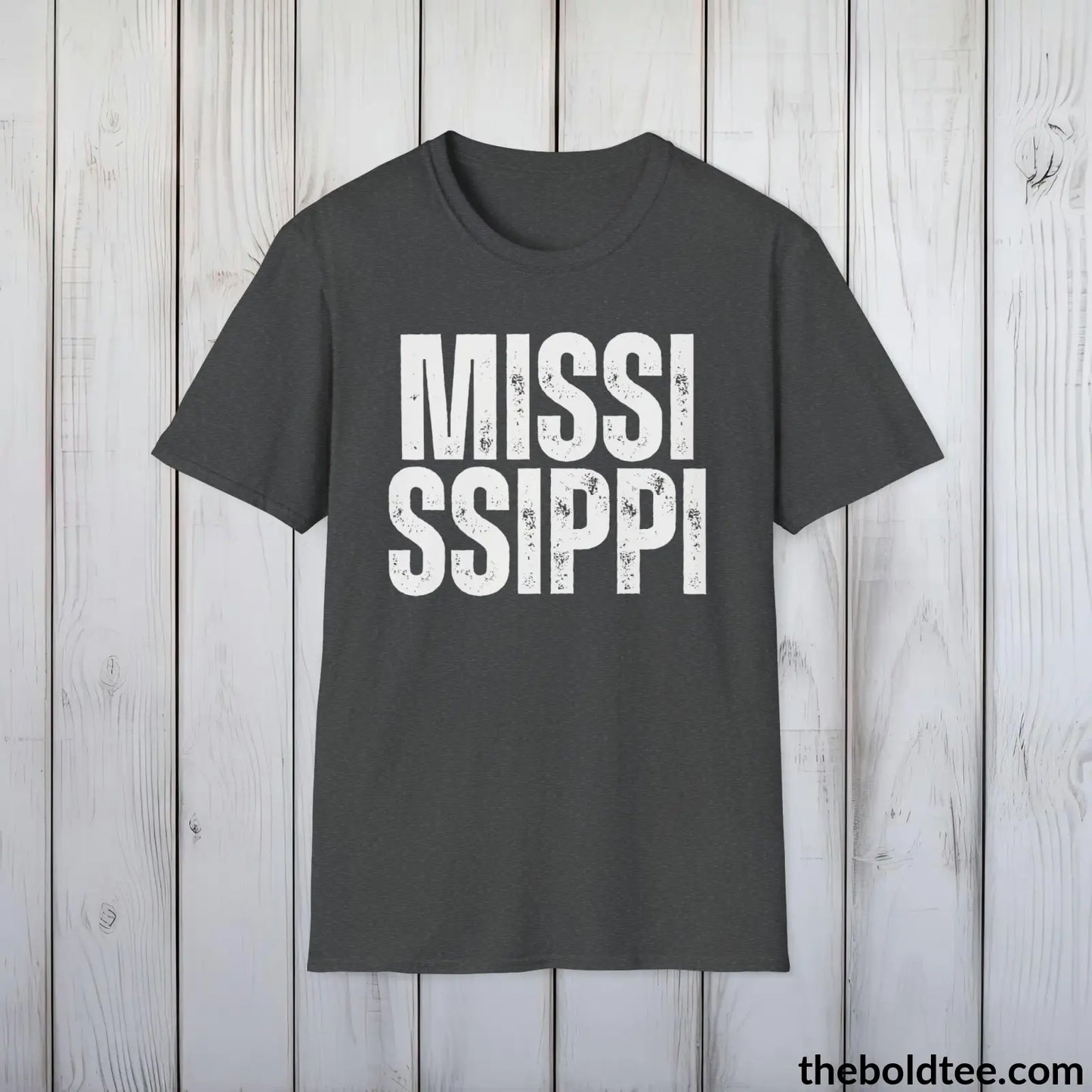 T-Shirt Dark Heather / S MISSISSIPPI Tee - Casual, Sustainable & Soft Cotton Crewneck Unisex T-Shirt - 9 Bold Colors