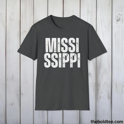 T-Shirt Dark Heather / S MISSISSIPPI Tee - Casual, Sustainable & Soft Cotton Crewneck Unisex T-Shirt - 9 Bold Colors