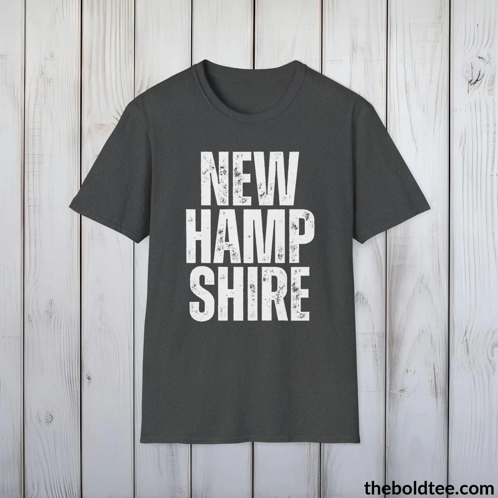 T-Shirt Dark Heather / S NEW HAMPSHIRE Tee - Casual, Sustainable & Soft Cotton Crewneck Unisex T-Shirt - 9 Bold Colors