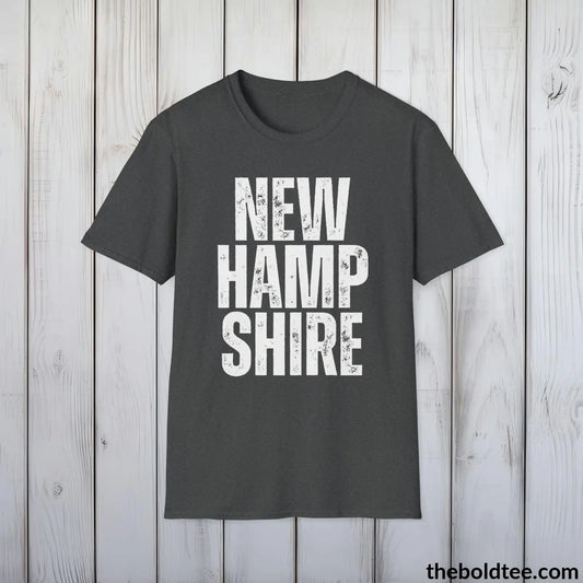 T-Shirt Dark Heather / S NEW HAMPSHIRE Tee - Casual, Sustainable & Soft Cotton Crewneck Unisex T-Shirt - 9 Bold Colors