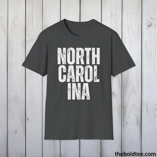 T-Shirt Dark Heather / S NORTH CAROLINA Tee - Casual, Sustainable & Soft Cotton Crewneck Unisex T-Shirt - 9 Bold Colors