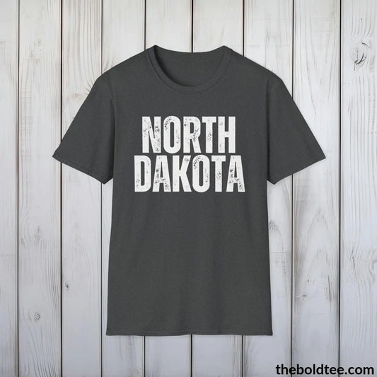 T-Shirt Dark Heather / S NORTH DAKOTA Tee - Casual, Sustainable & Soft Cotton Crewneck Unisex T-Shirt - 9 Bold Colors