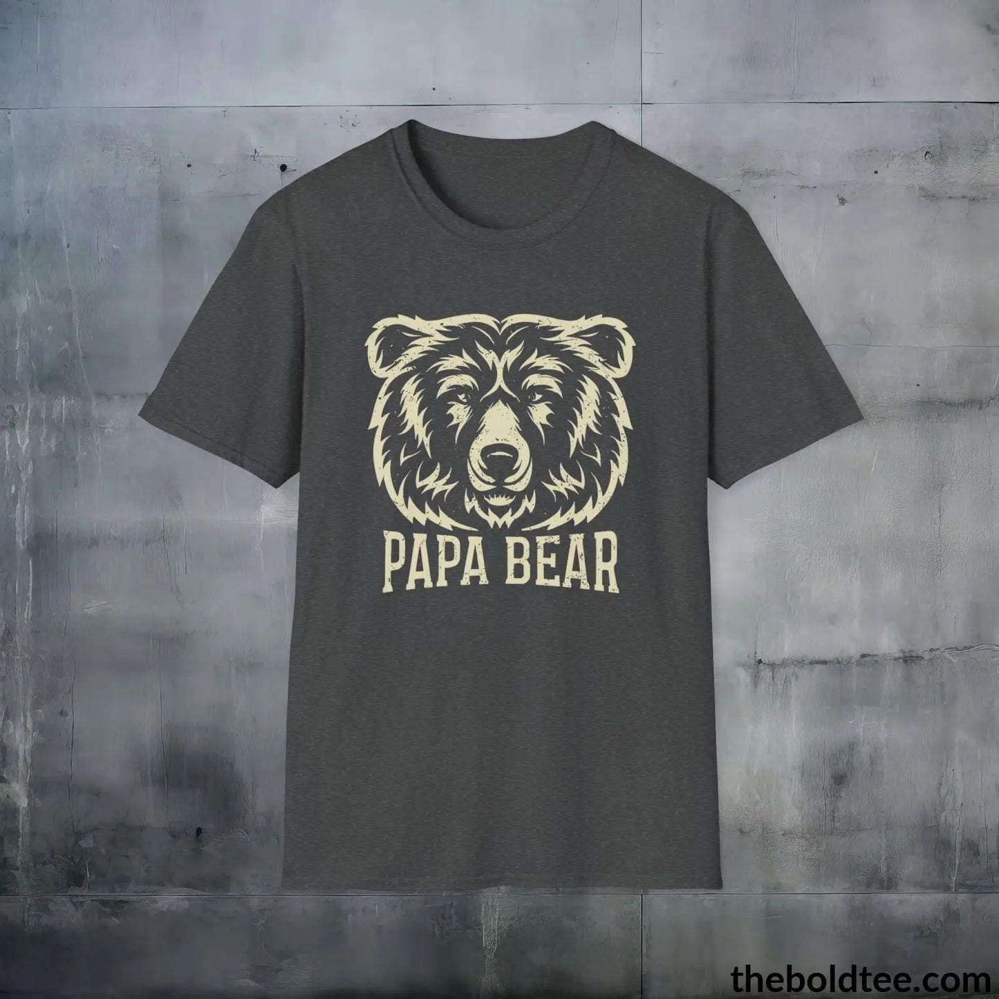 T-Shirt Dark Heather / S Papa Bear Family Leader T-Shirt - Father's Pride Tee for Awesome Dad's - Soft, Durable and Ethical Apparel in 3 Colors