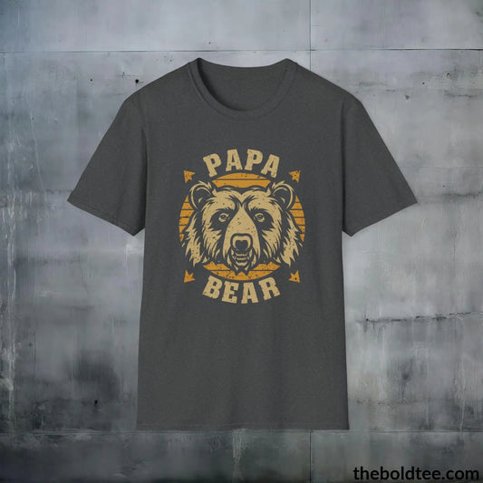 T-Shirt Dark Heather / S Papa Bear Family Leader T-Shirt - Father's Pride Tee for Awesome Dad's - Soft, Durable and Ethical Apparel in 3 Colors