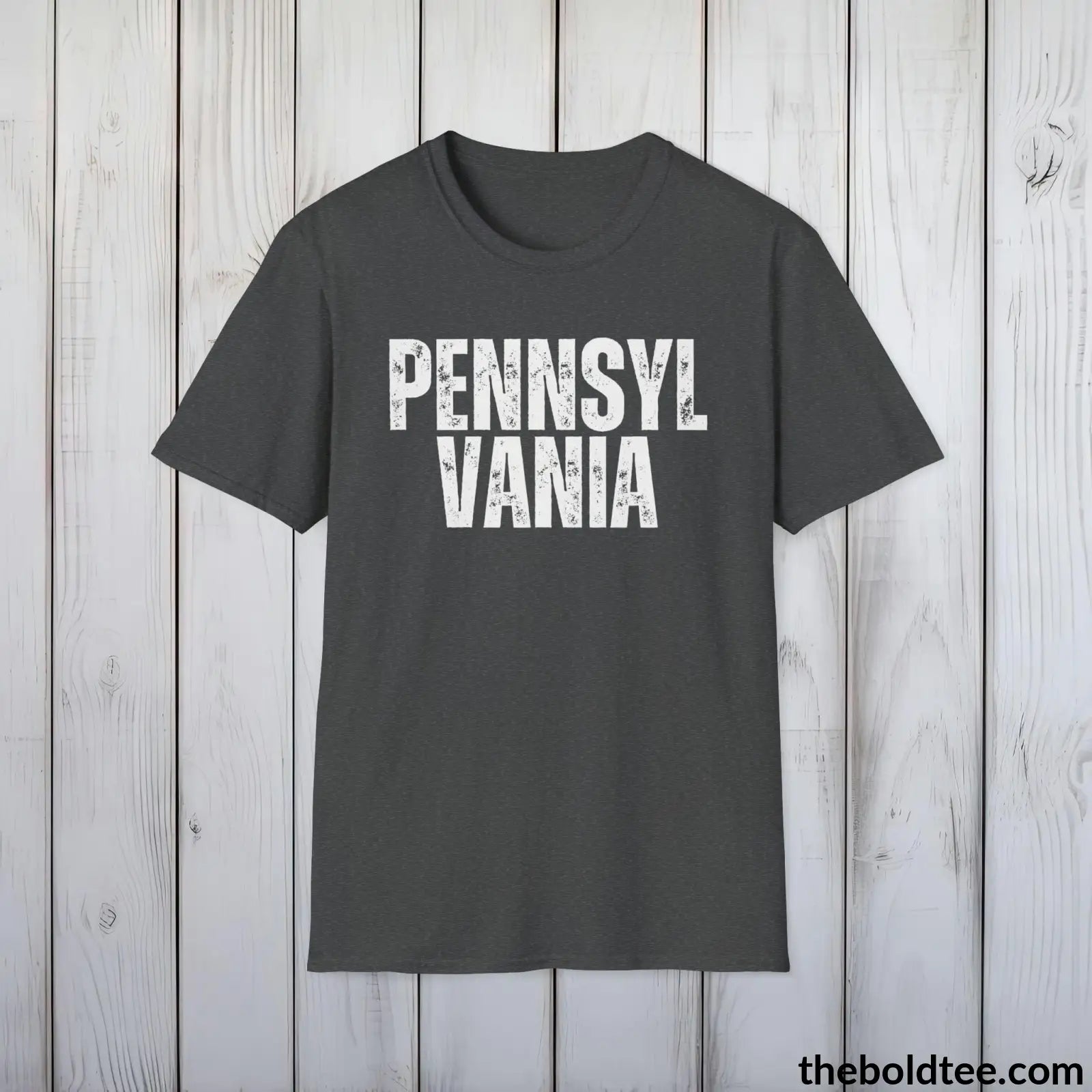 T-Shirt Dark Heather / S PENNSYLVANIA Tee - Casual, Sustainable & Soft Cotton Crewneck Unisex T-Shirt - 9 Bold Colors