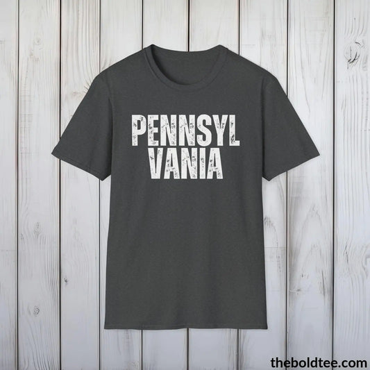 T-Shirt Dark Heather / S PENNSYLVANIA Tee - Casual, Sustainable & Soft Cotton Crewneck Unisex T-Shirt - 9 Bold Colors