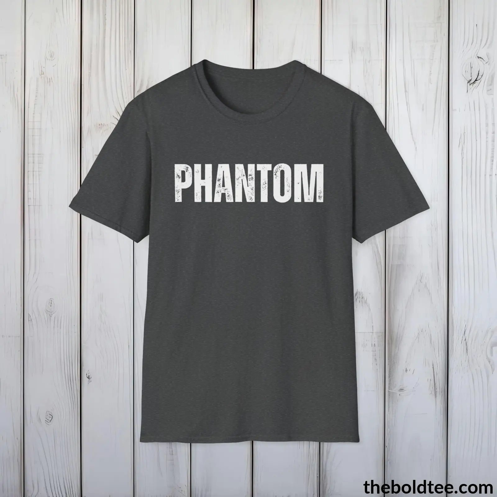 T-Shirt Dark Heather / S PHANTOM Tee - Battling Urban Chaos Tee - Bold Urbnan Cotton T-Shirt - 9 Epic Colors Available