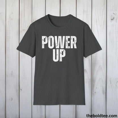 T-Shirt Dark Heather / S POWER UP Gamer Tee - Sustainable & Soft Cotton Crewneck Unisex T-Shirt - 9 Bold Colors