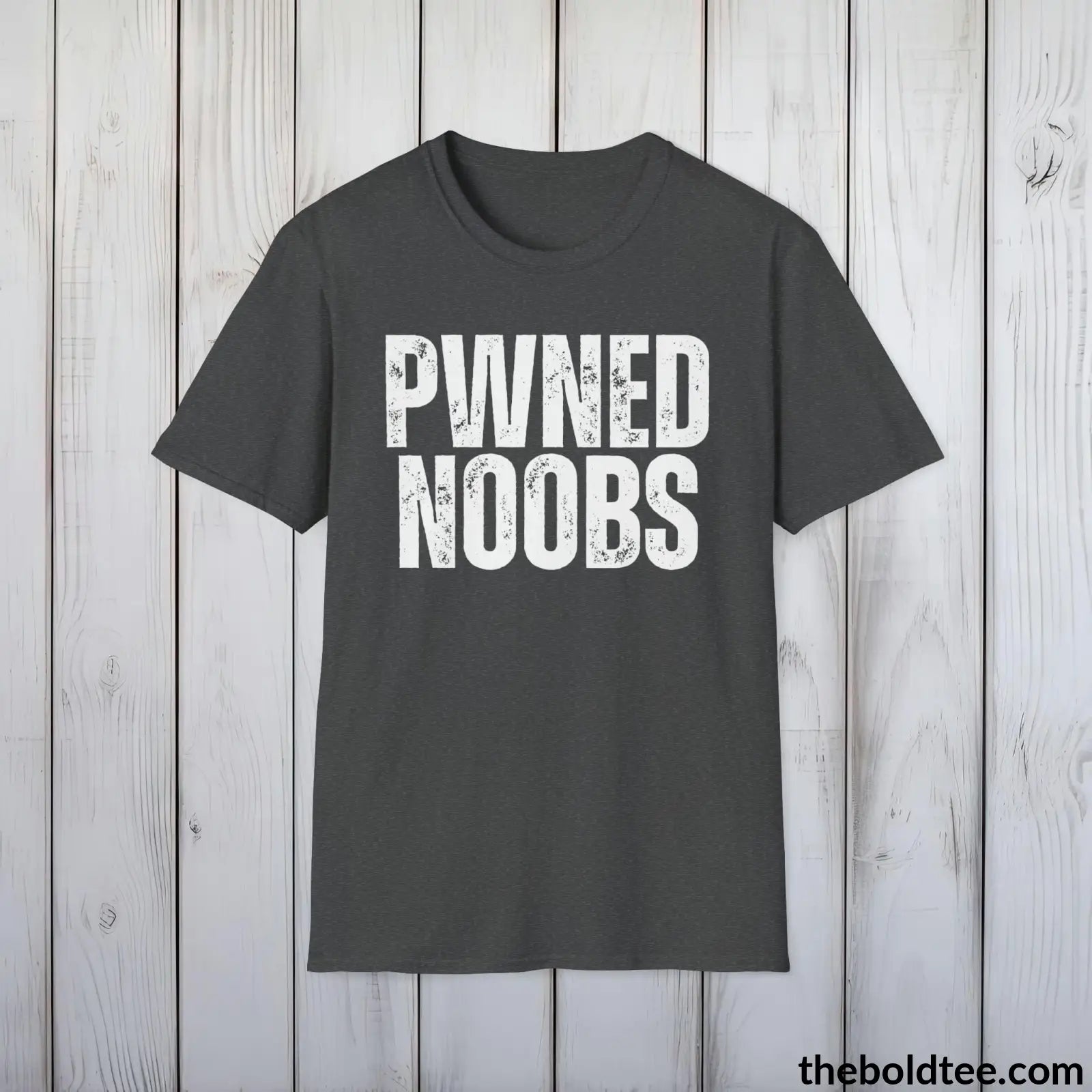 T-Shirt Dark Heather / S PWNED NOOBS Gamer Tee - Sustainable & Soft Cotton Crewneck Unisex T-Shirt - 9 Bold Colors