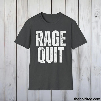 T-Shirt Dark Heather / S RAGE QUIT Gamer Tee - Sustainable & Soft Cotton Crewneck Unisex T-Shirt - 9 Bold Colors